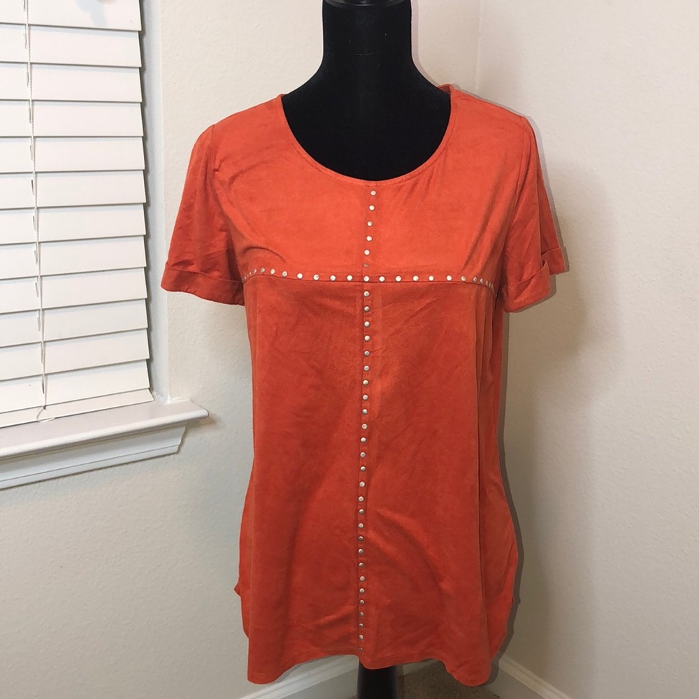 Orange Suede Studded Top